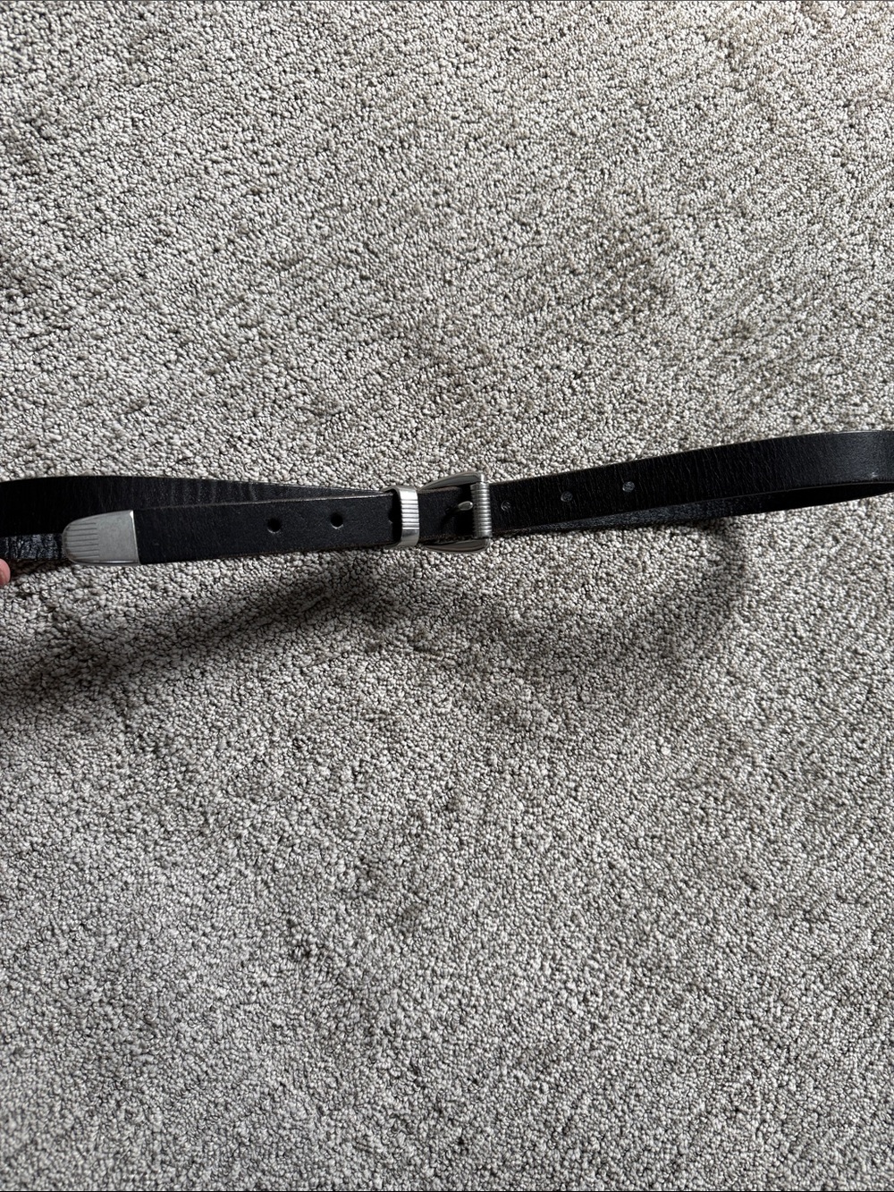 Madewell Black Leather Belt with Silver Buckle